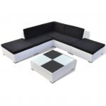 6-Piece Garden Lounge Set with Cushions Poly Rattan Wicker Outdoor Patio Furniture White