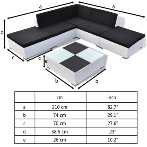 6-Piece Garden Lounge Set with Cushions Poly Rattan Wicker Outdoor Patio Furniture White - Image 4