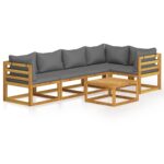 6-Piece Garden Lounge Set with Cushions Acacia Wood Timber Outdoor Patio Furniture