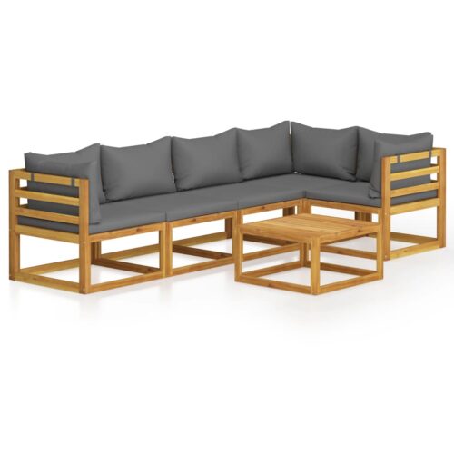 6-Piece Garden Lounge Set with Cushions Acacia Wood Timber Outdoor Patio Furniture