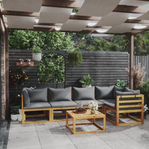 6-Piece Garden Lounge Set with Cushions Acacia Wood Timber Outdoor Patio Furniture - Image 2