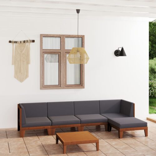 6-Piece Garden Lounge Set with Cushions Acacia Wood Timber Outdoor Patio Furniture - Image 2