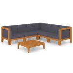 6-Piece Garden Lounge Set with Cushions Acacia Wood Timber Outdoor Patio Furniture