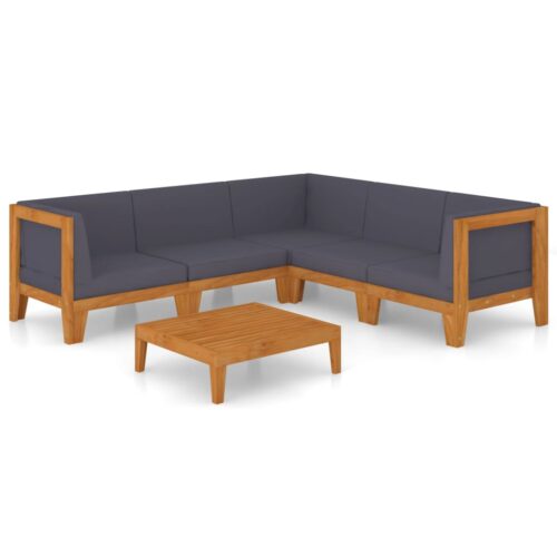6-Piece Garden Lounge Set with Cushions Acacia Wood Timber Outdoor Patio Furniture
