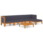 6-Piece Garden Lounge Set with Cushions Acacia Wood Timber Outdoor Patio Furniture