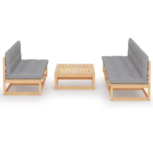 6-Piece Garden Lounge Set with Cushions Pine Wood Outdoor Patio Furniture - Image 2