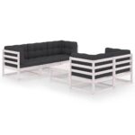6-Piece Garden Lounge Set with Cushions Pine Wood Outdoor Patio Furniture