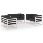 6-Piece Garden Lounge Set with Cushions Pine Wood Outdoor Patio Furniture