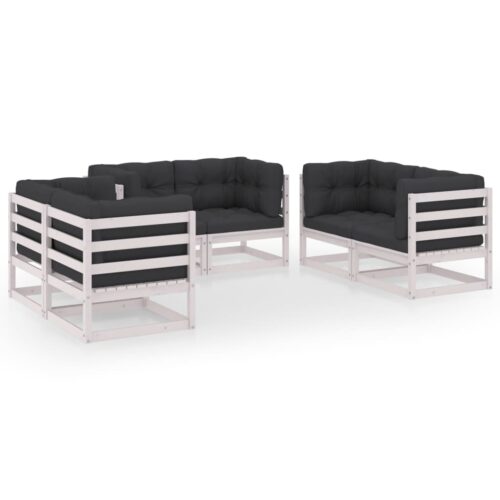 6-Piece Garden Lounge Set with Cushions Pine Wood Outdoor Patio Furniture
