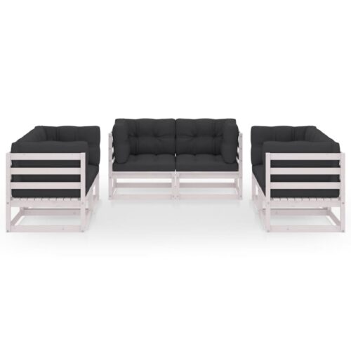 6-Piece Garden Lounge Set with Cushions Pine Wood Outdoor Patio Furniture - Image 3