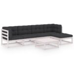 6-Piece Garden Lounge Set with Cushions Pine Wood Outdoor Patio Furniture