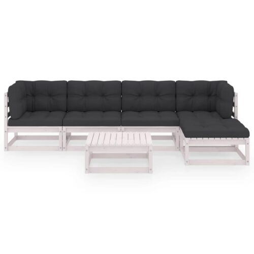 6-Piece Garden Lounge Set with Cushions Pine Wood Outdoor Patio Furniture - Image 3