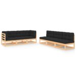 6-Piece Garden Lounge Set with Cushions Pine Wood Outdoor Patio Furniture