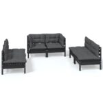6-Piece Garden Lounge Set with Cushions Pine Wood Outdoor Patio Furniture