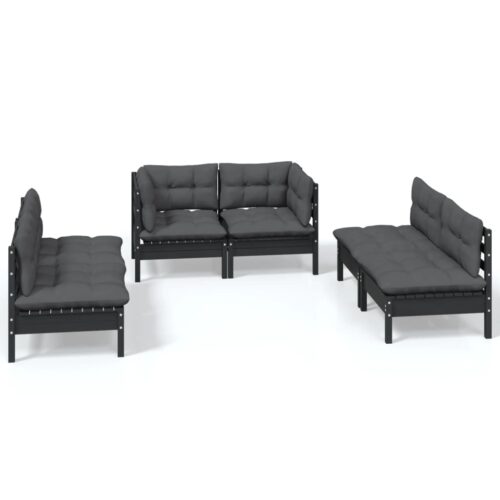 6-Piece Garden Lounge Set with Cushions Pine Wood Outdoor Patio Furniture