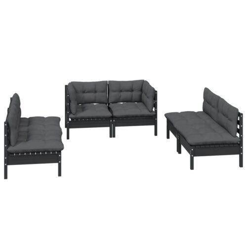 6-Piece Garden Lounge Set with Cushions Pine Wood Outdoor Patio Furniture - Image 3