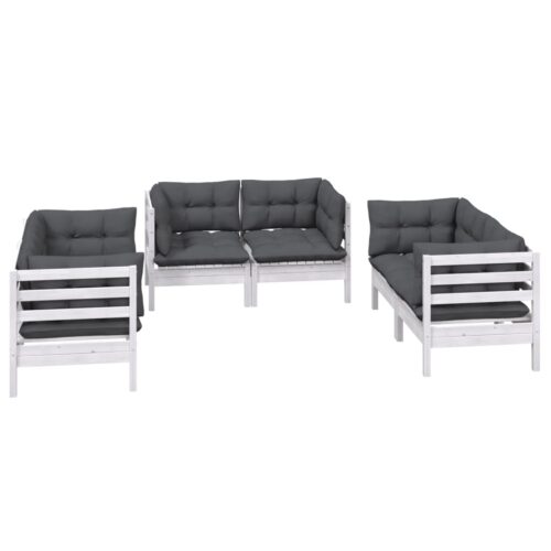 6-Piece Garden Lounge Set with Cushions Pine Wood Outdoor Patio Furniture - Image 3