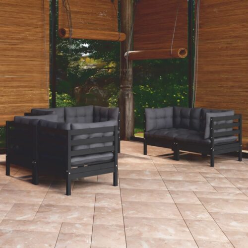 6-Piece Garden Lounge Set with Cushions Pine Wood Outdoor Patio Furniture - Image 2