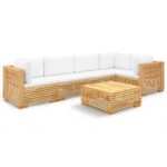 6-Piece Garden Lounge Set with Cushions Acacia Wood Timber Outdoor Patio Furniture