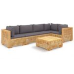 6-Piece Garden Lounge Set with Cushions Acacia Wood Timber Outdoor Patio Furniture