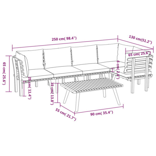 6-Piece Garden Lounge Set with Cushions Wood Timber Outdoor Patio Furniture Acacia - Image 10