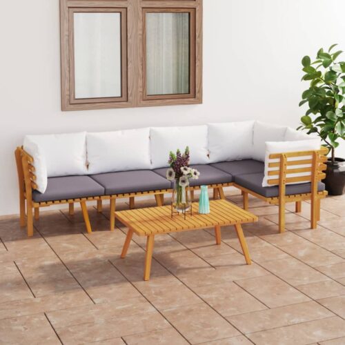 6-Piece Garden Lounge Set with Cushions Wood Timber Outdoor Patio Furniture Acacia - Image 2