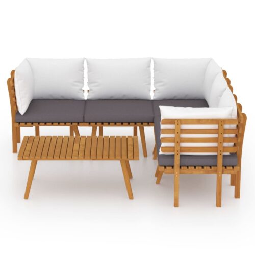 6-Piece Garden Lounge Set with Cushions Wood Timber Outdoor Patio Furniture Acacia - Image 3