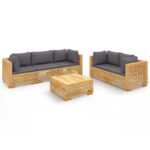 6-Piece Garden Lounge Set with Cushions Wood Timber Outdoor Patio Furniture Teak