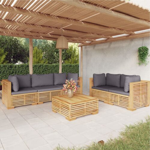 6-Piece Garden Lounge Set with Cushions Wood Timber Outdoor Patio Furniture Teak - Image 2