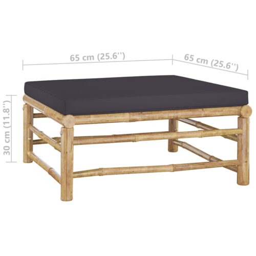 6-Piece Garden Lounge Set with Dark Grey Cushions Bamboo Outdoor Patio Furniture - Image 10