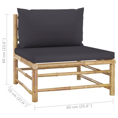 6-Piece Garden Lounge Set with Dark Grey Cushions Bamboo Outdoor Patio Furniture - Image 11