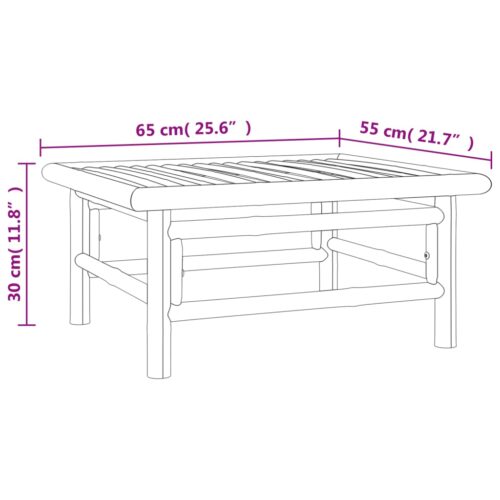 6-Piece Garden Lounge Set with Light Grey Cushions Bamboo Outdoor Patio Furniture - Image 11