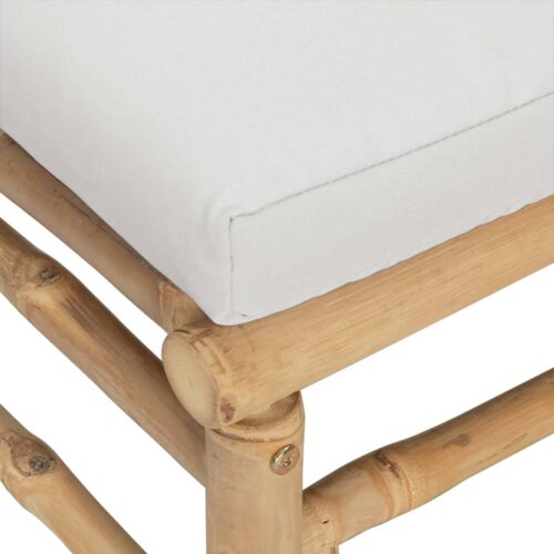 6-Piece Garden Lounge Set with Light Grey Cushions Bamboo Outdoor Patio Furniture - Image 6