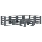 6-Piece Garden Pallet Lounge Set Wood Grey Outdoor Patio Furniture
