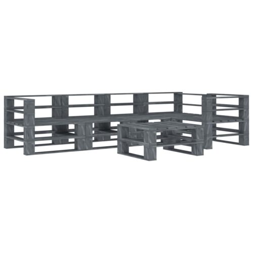6-Piece Garden Pallet Lounge Set Wood Grey Outdoor Patio Furniture