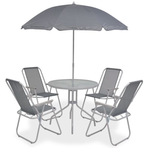 6-Piece Outdoor Dining Set Steel Textilene Grey Outdoor Patio Furniture