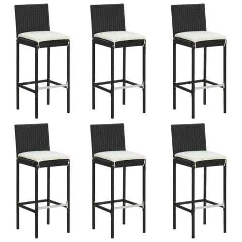 7-Piece Garden Bar Set with Cushions Black - Image 8