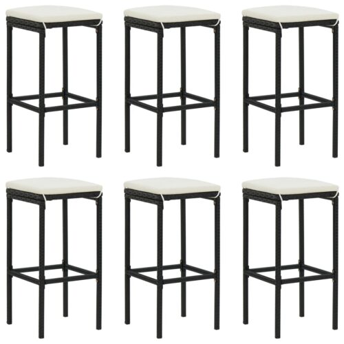 7-Piece Garden Bar Set with Cushions Black - Image 8