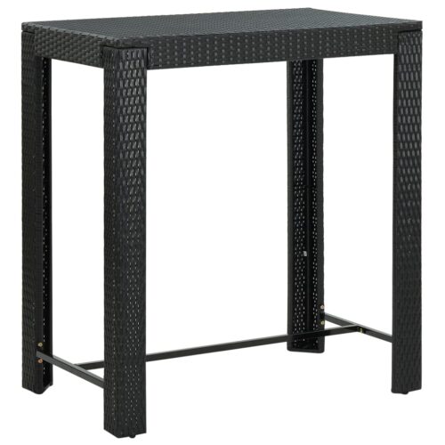 7-Piece Garden Bar Set with Cushions Poly Rattan Wicker Outdoor Patio Furniture Black - Image 8