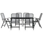 7-Piece Garden Dining Set Anthracite Metal Mesh Outdoor Patio Lounge Furniture