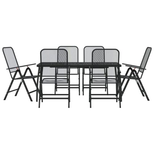 7-Piece Garden Dining Set Anthracite Metal Mesh Outdoor Patio Lounge Furniture