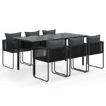 7-Piece Garden Dining Set Black Outdoor Patio Lounge Furniture