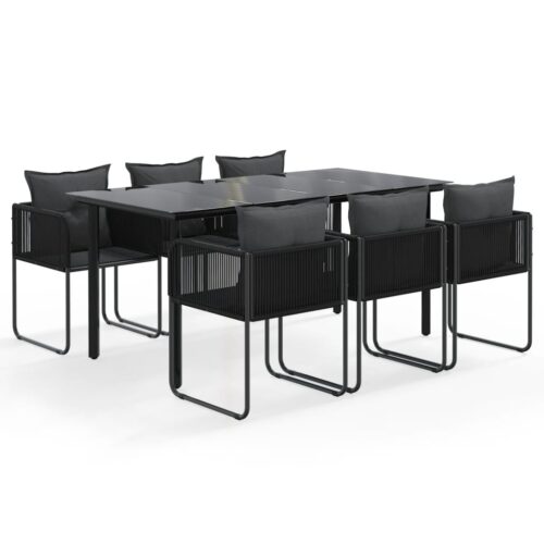 7-Piece Garden Dining Set Black Outdoor Patio Lounge Furniture