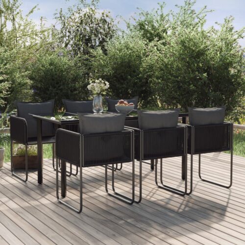 7-Piece Garden Dining Set Black Outdoor Patio Lounge Furniture - Image 2