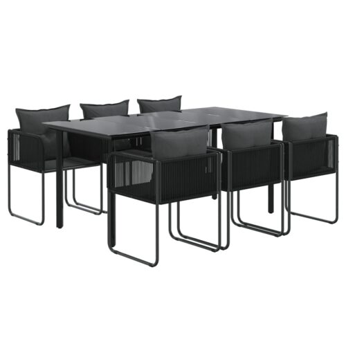 7-Piece Garden Dining Set Black Outdoor Patio Lounge Furniture - Image 3