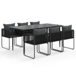 7-Piece Garden Dining Set Black Outdoor Patio Lounge Furniture