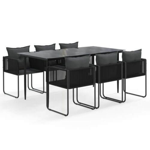 7-Piece Garden Dining Set Black Outdoor Patio Lounge Furniture