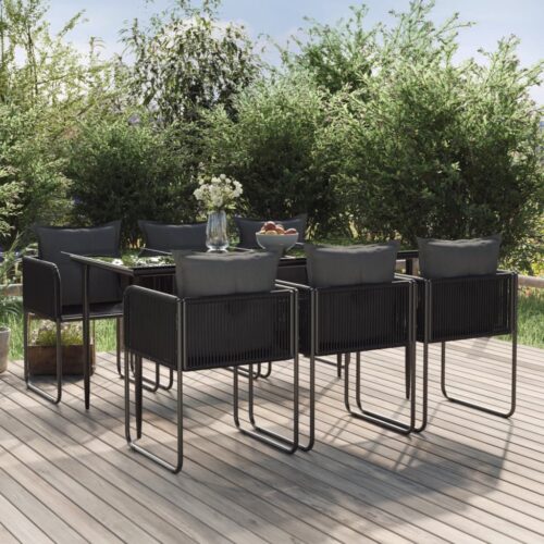 7-Piece Garden Dining Set Black Outdoor Patio Lounge Furniture - Image 3