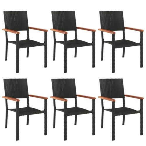 7-Piece Garden Dining Set Black Poly Rattan Wicker Outdoor Patio Furniture - Image 5