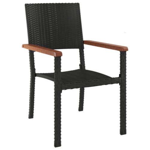 7-Piece Garden Dining Set Black Poly Rattan Wicker Outdoor Patio Furniture - Image 6